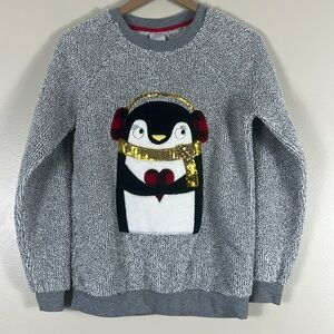 Secret Treasures Gray Penguin Fleece Winter Sweater
